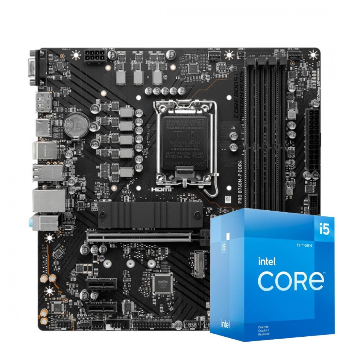 Kit Upgrade, Intel i5 12400F, Placa Mãe MSI PRO B760M-P DDR4